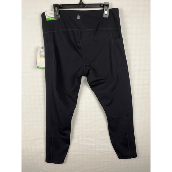 Gaiam Black Leggings Large Yoga Om Hi-Rise 7/8 Moisture Wicking Pockets - Picture 3 of 8